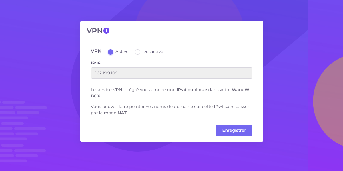 Faites pointer vos noms de domaines vers votre IP V4